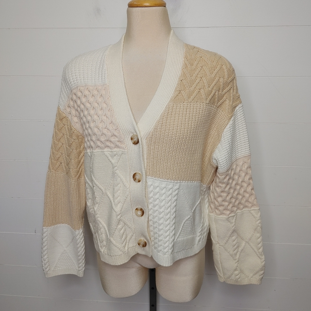 Rails Reese patchwork Cable knit cardigan size S - Picture 5 of 15